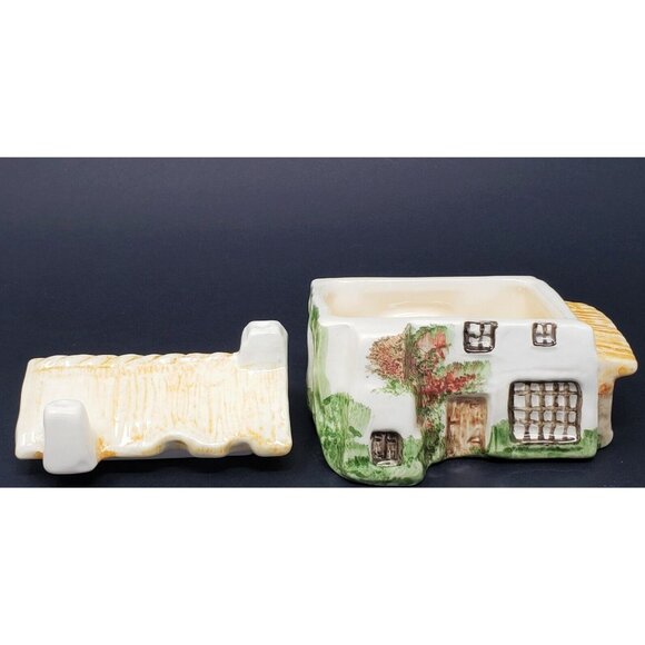 Sugar Bowl House Shaped Lidded Vintage Rectangle Devon England - Picture 2 of 10